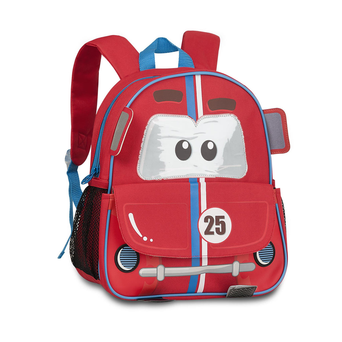 Mochila pré - escolar Carro Vermelho 33cm - Papelaria Encantada
