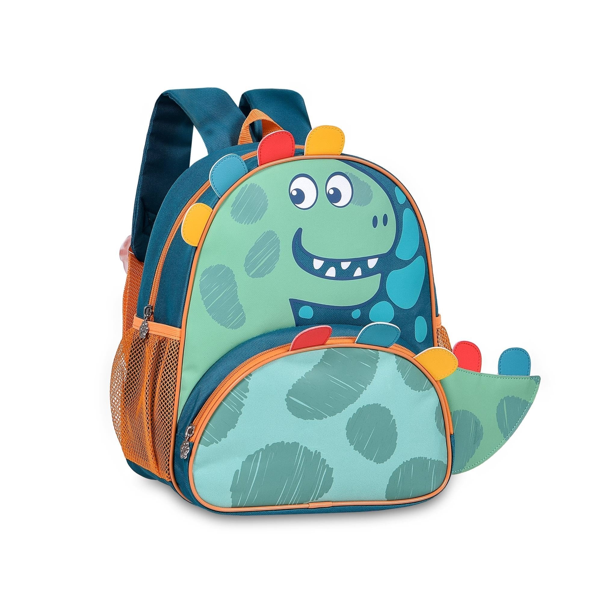 Mochila pré-escolar Dinossauro Verde 33cm - Papelaria Encantada