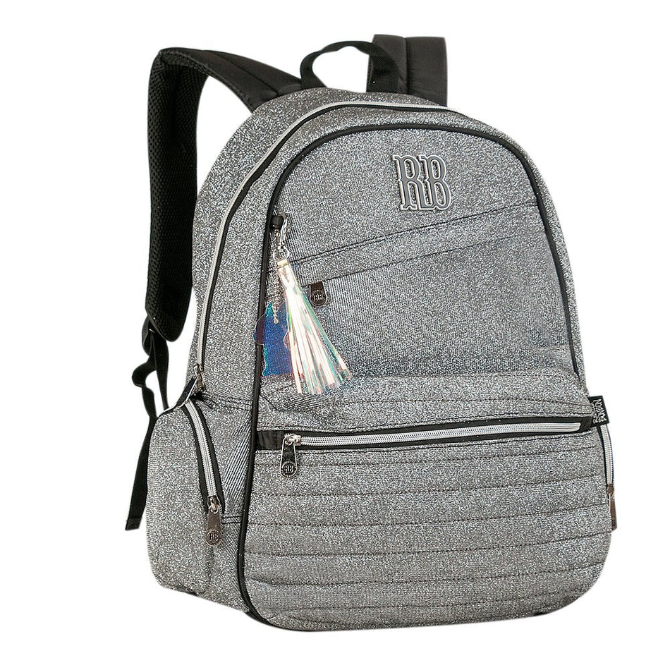 Mochila Rebecca bonbon 43cm Cinza brilhante - Papelaria Encantada