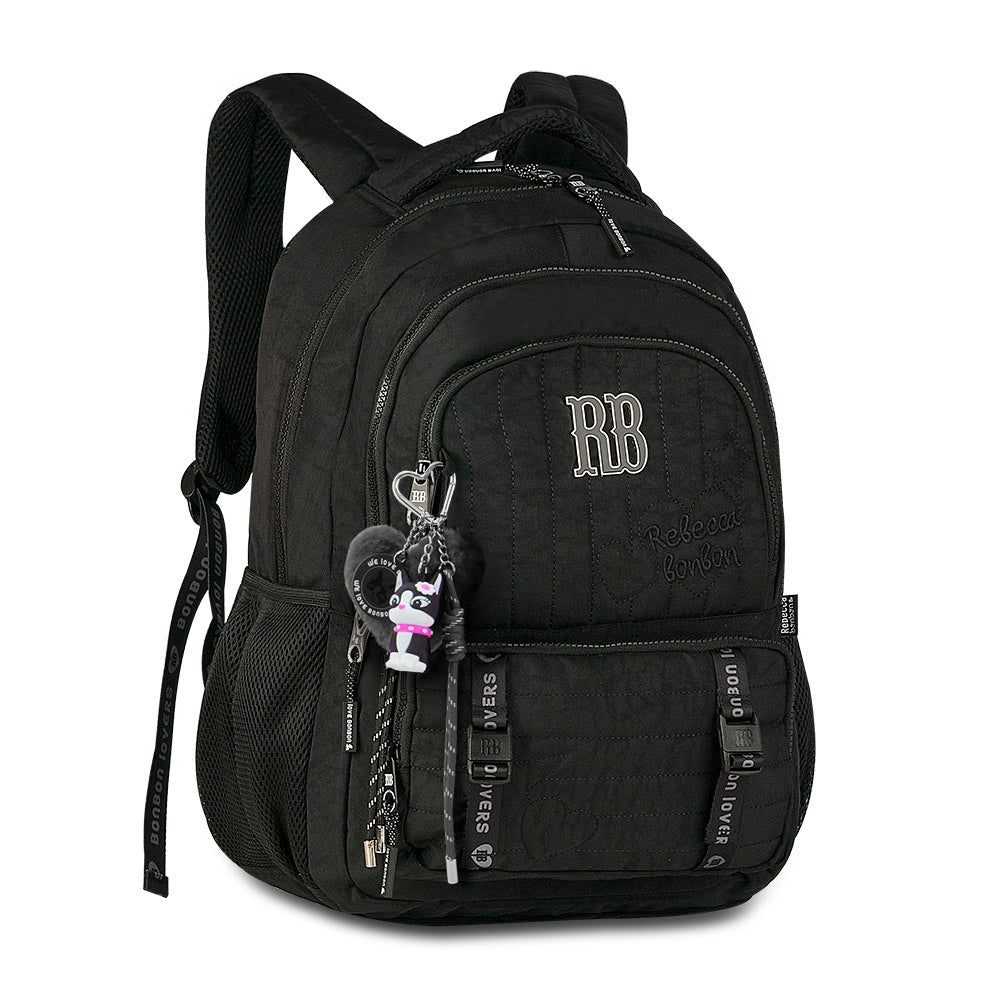 Mochila Rebecca bonbon 43cm Preta - Papelaria Encantada