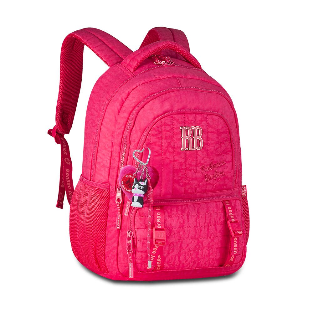 Mochila Rebecca bonbon 43cm Rosa - Papelaria Encantada