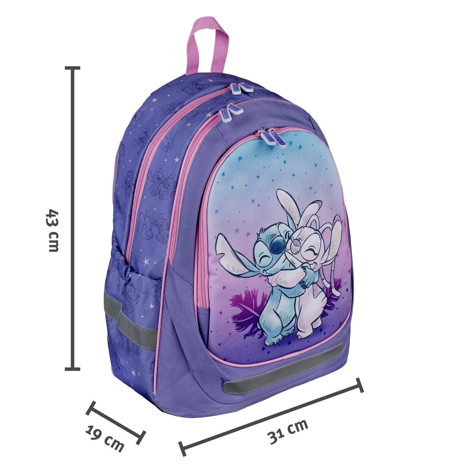 Mochila Stitch escolar 43CM 3 fechos - Papelaria Encantada