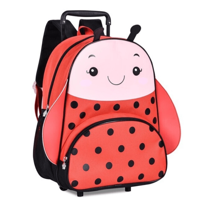 Mochila Trolley pré-escolar Joaninha 33cm - Papelaria Encantada