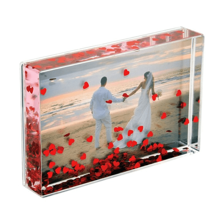 Moldura acrílica personalizável Corações c/ liquido - Papelaria Encantada