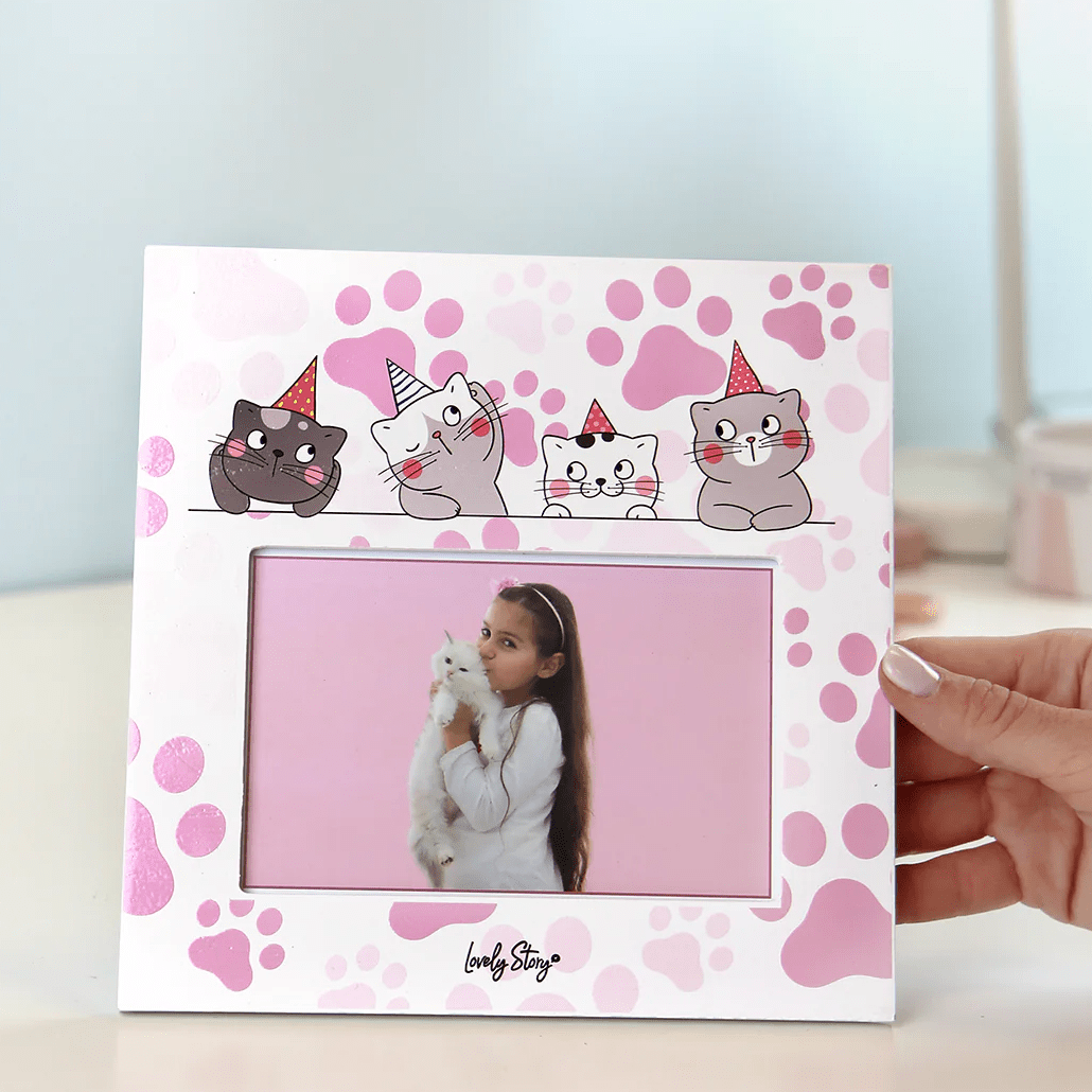 Moldura de madeira gatos Kitty world - Papelaria Encantada