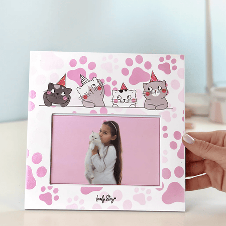 Moldura de madeira gatos Kitty world - Papelaria Encantada