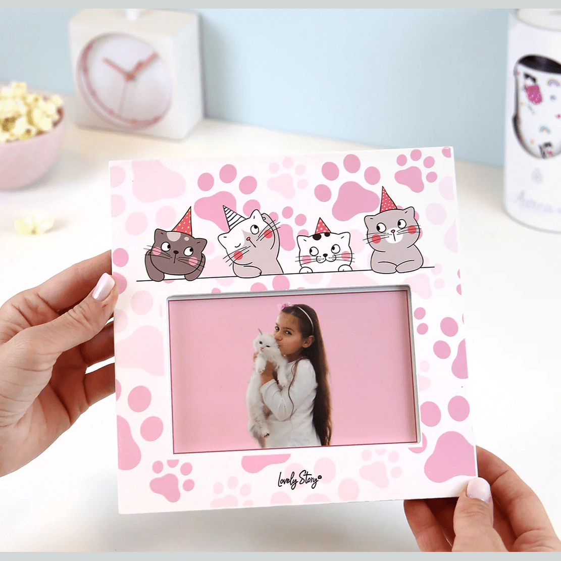 Moldura de madeira gatos Kitty world - Papelaria Encantada