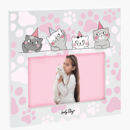 Moldura de madeira gatos Kitty world - Papelaria Encantada