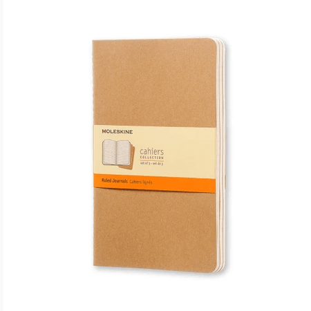 Moleskine Cahier Kraft conjunto de 3 13x21 pautado - Papelaria Encantada