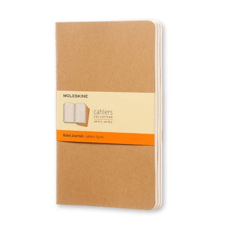 Moleskine Cahier Kraft conjunto de 3 cadernos pautados 9x14 - Papelaria Encantada