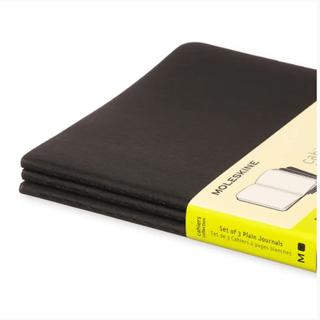 Moleskine Cahier Preto Conjunto de 3 13x21 liso - Papelaria Encantada