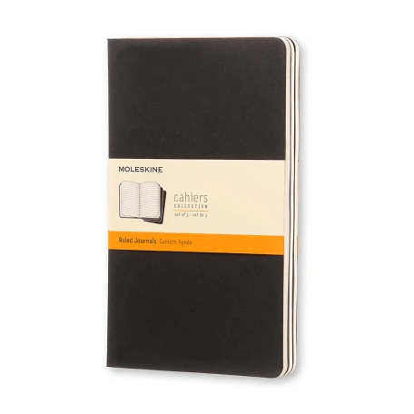 Moleskine Cahier preto conjunto de 3 cadernos de bolso - Papelaria Encantada