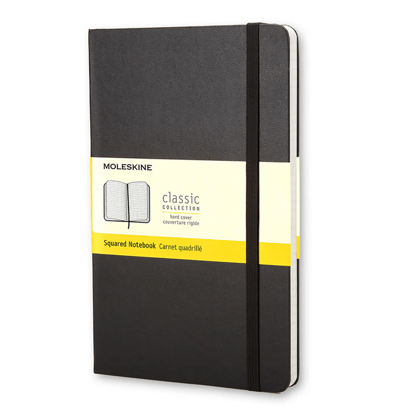 Moleskine clássico preto quadriculado 9x14 - Papelaria Encantada