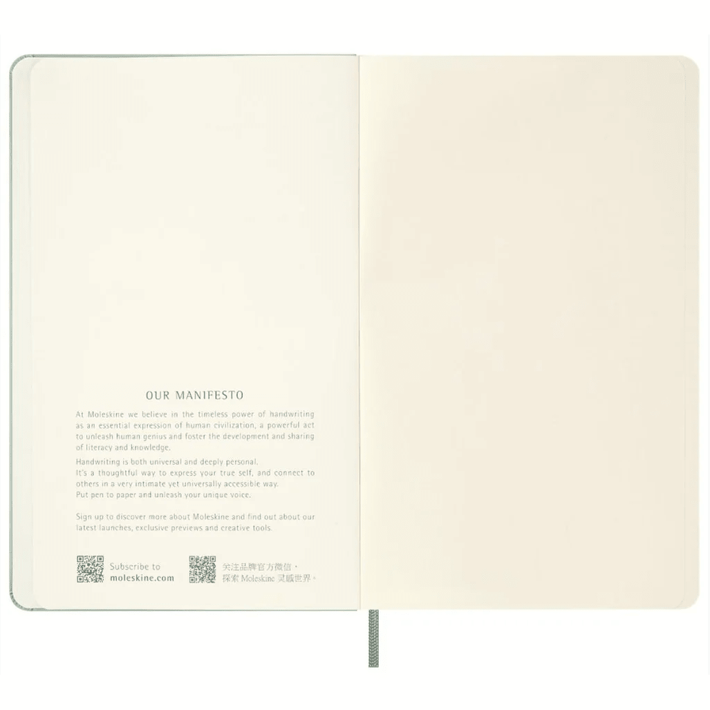 Moleskine Verde Salvia grande pautado 13x21 - Papelaria Encantada