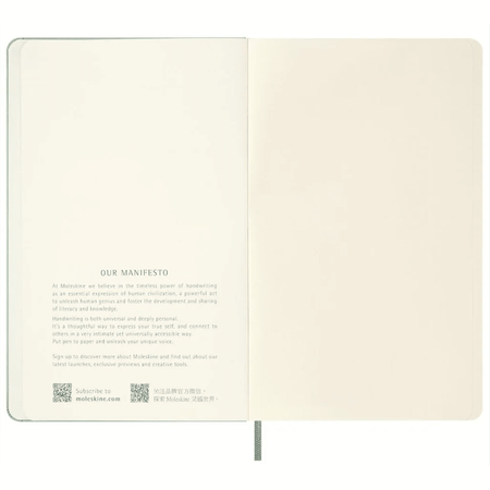 Moleskine Verde Salvia grande pautado 13x21 - Papelaria Encantada