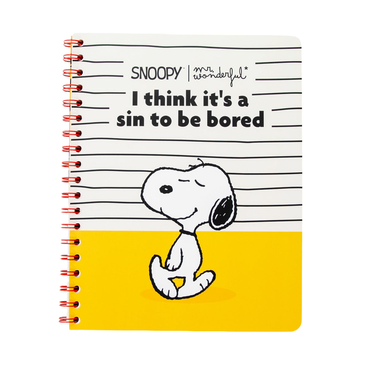 Caderno A5 Snoopy – I think it's a sin to be bored — vista principal