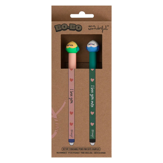 Conjunto 2 canetas apagáveis Bo-Bo - I love you more - Mr.Wonderful