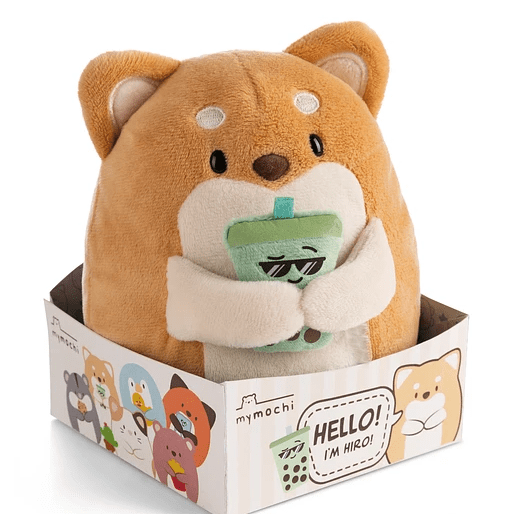Mymochi Hello Edition, Cão Hiro 16cm,c/chá de bolhas em caixa - Papelaria Encantada