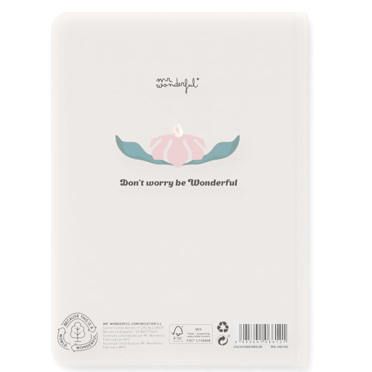 Notebook A5 Mr. Wonderful estampado flores Pautado - Papelaria Encantada