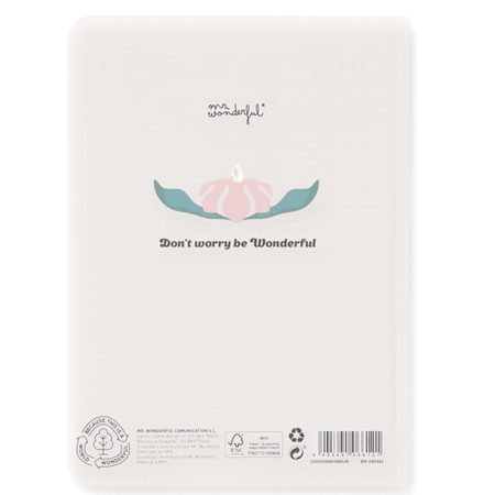 Notebook A5 Mr. Wonderful estampado flores Pautado - Papelaria Encantada