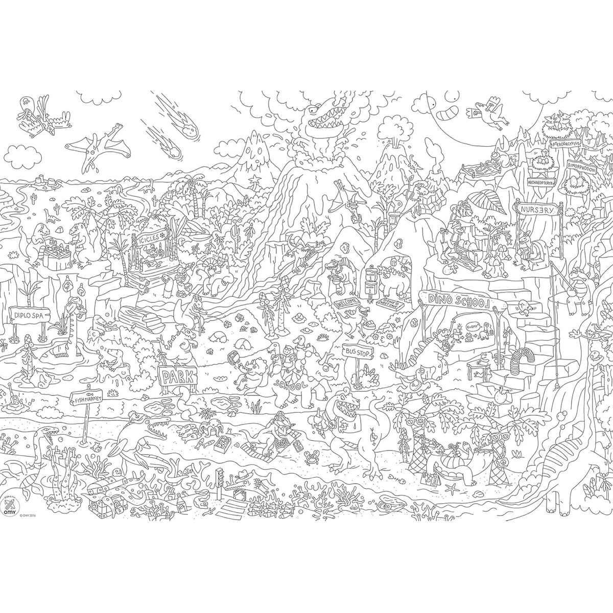 Omy Dinos - Poster gigante para colorir - Papelaria Encantada