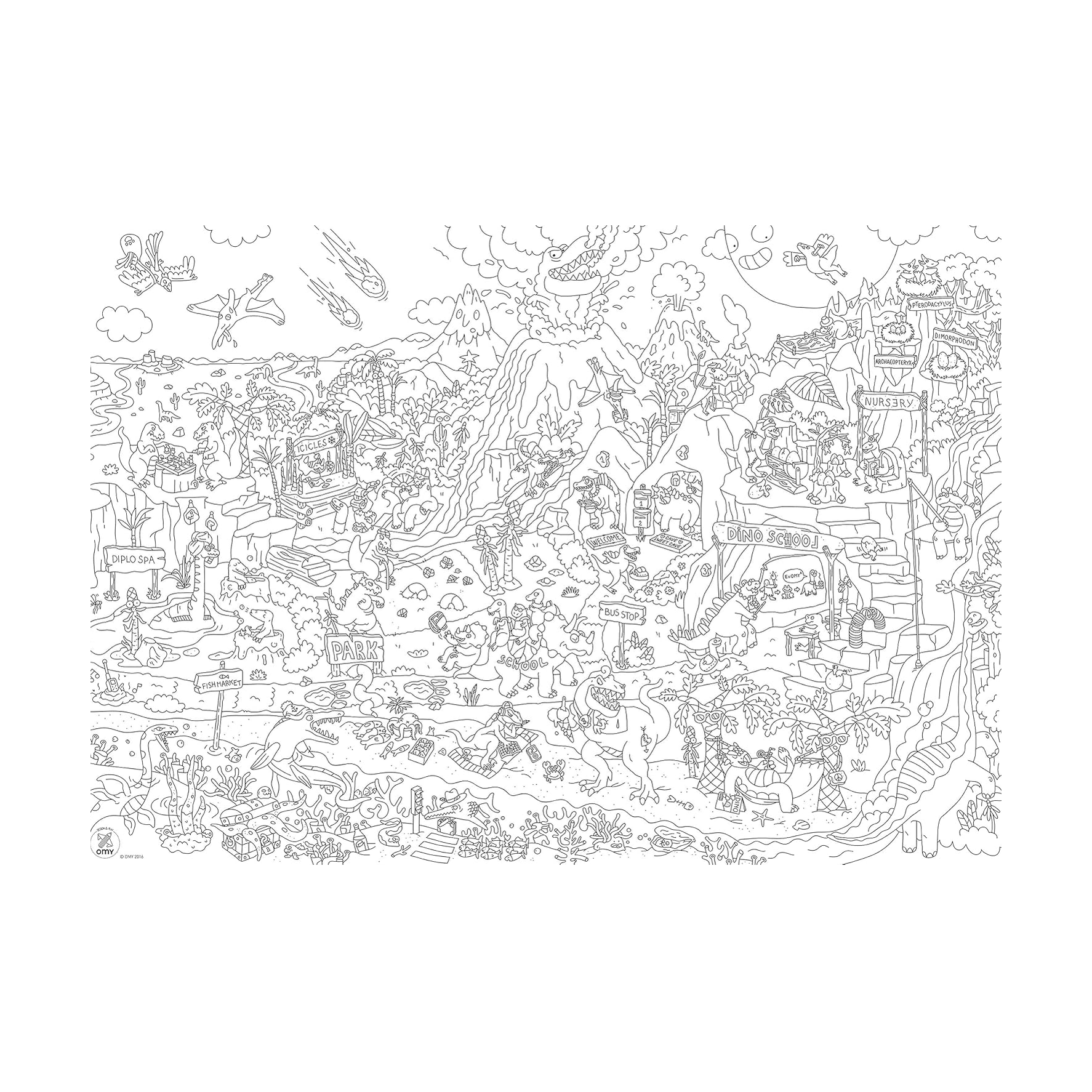 Omy Dinos - Poster gigante para colorir - Papelaria Encantada