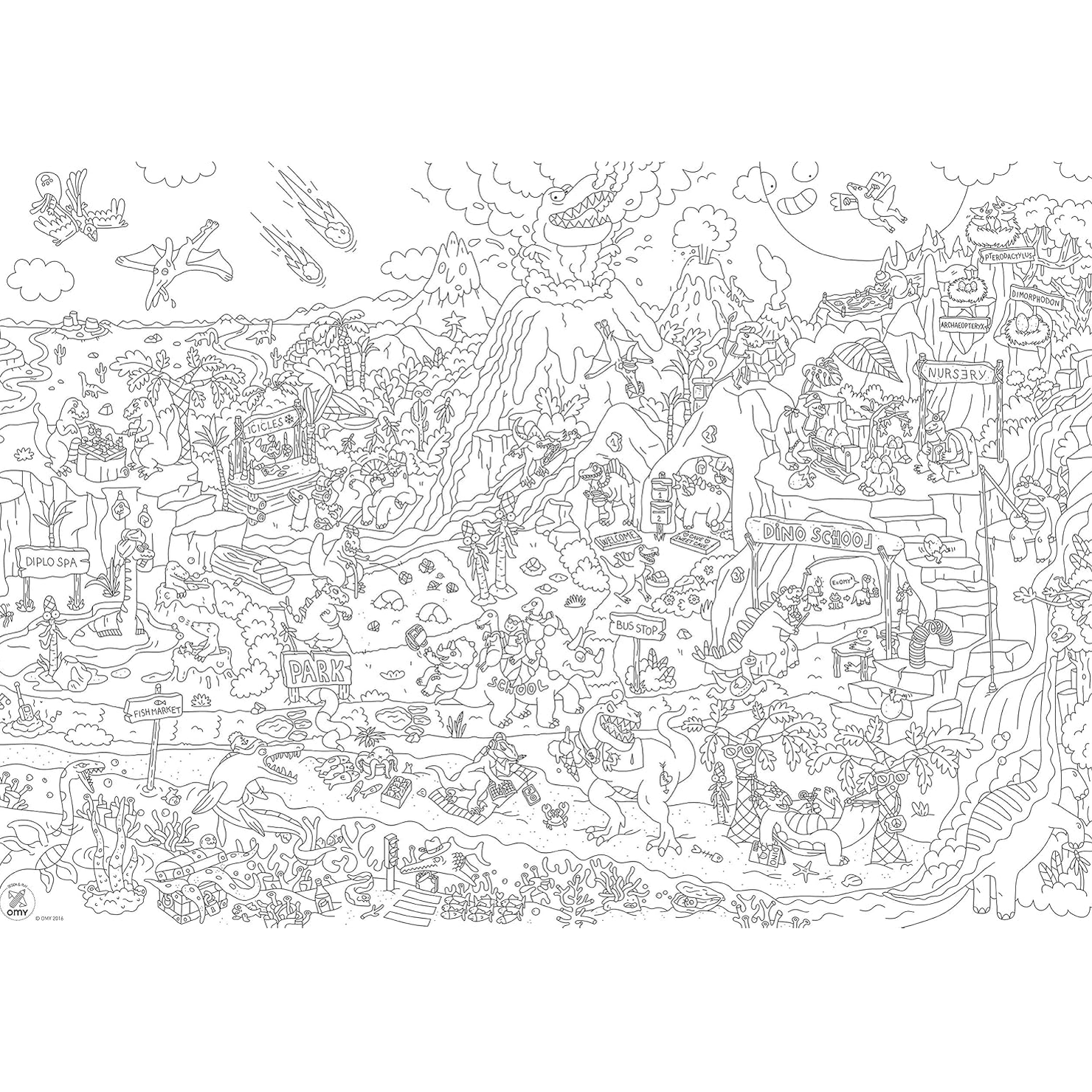 Omy Dinos - Poster gigante para colorir - Papelaria Encantada