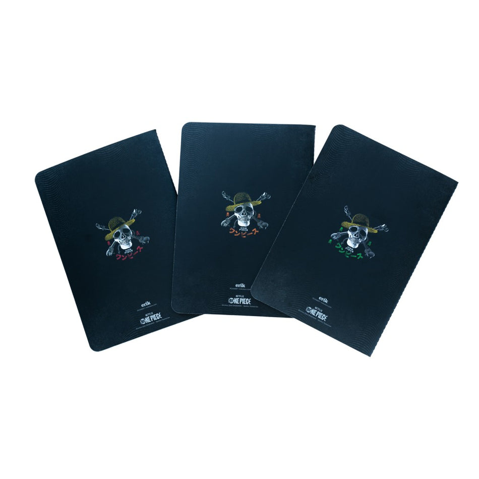 Conjunto 3 cadernos A5 One Piece Luffy Zoro e Nami