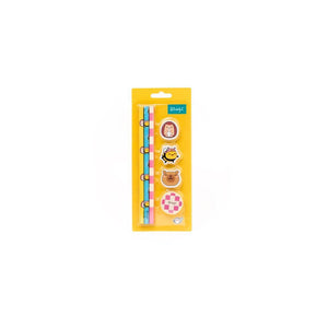 Pack de 3 Lápis + 3 Borrachas + 1 Apara-lápis - Wonder Comic - Mr Wonderful - Papelaria Encantada