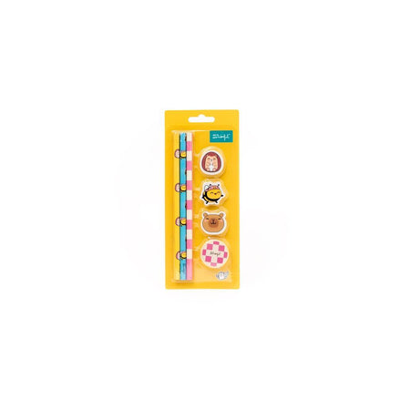Pack de 3 Lápis + 3 Borrachas + 1 Apara-lápis - Wonder Comic - Mr Wonderful - Papelaria Encantada