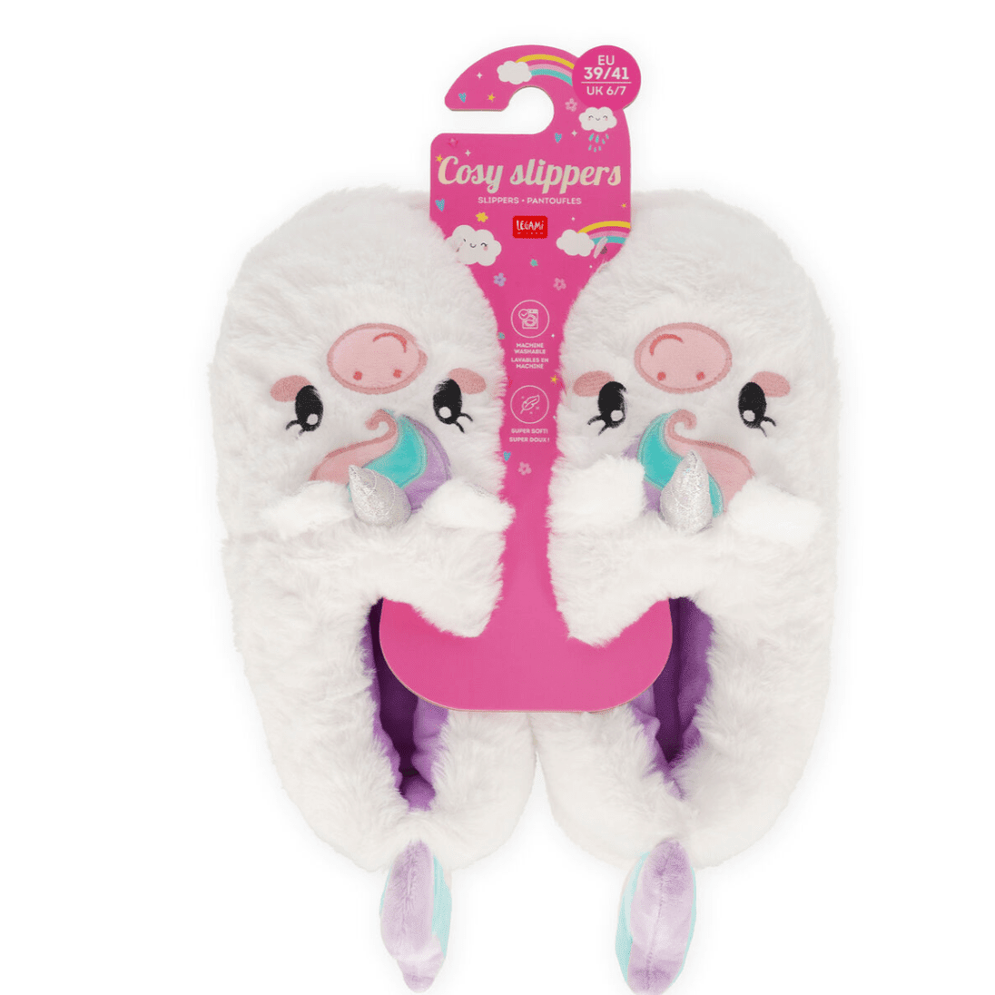 Pantufas - Unicórnio médias 39 - 41 - Pantufas Aconchegantes - Legami - Papelaria Encantada