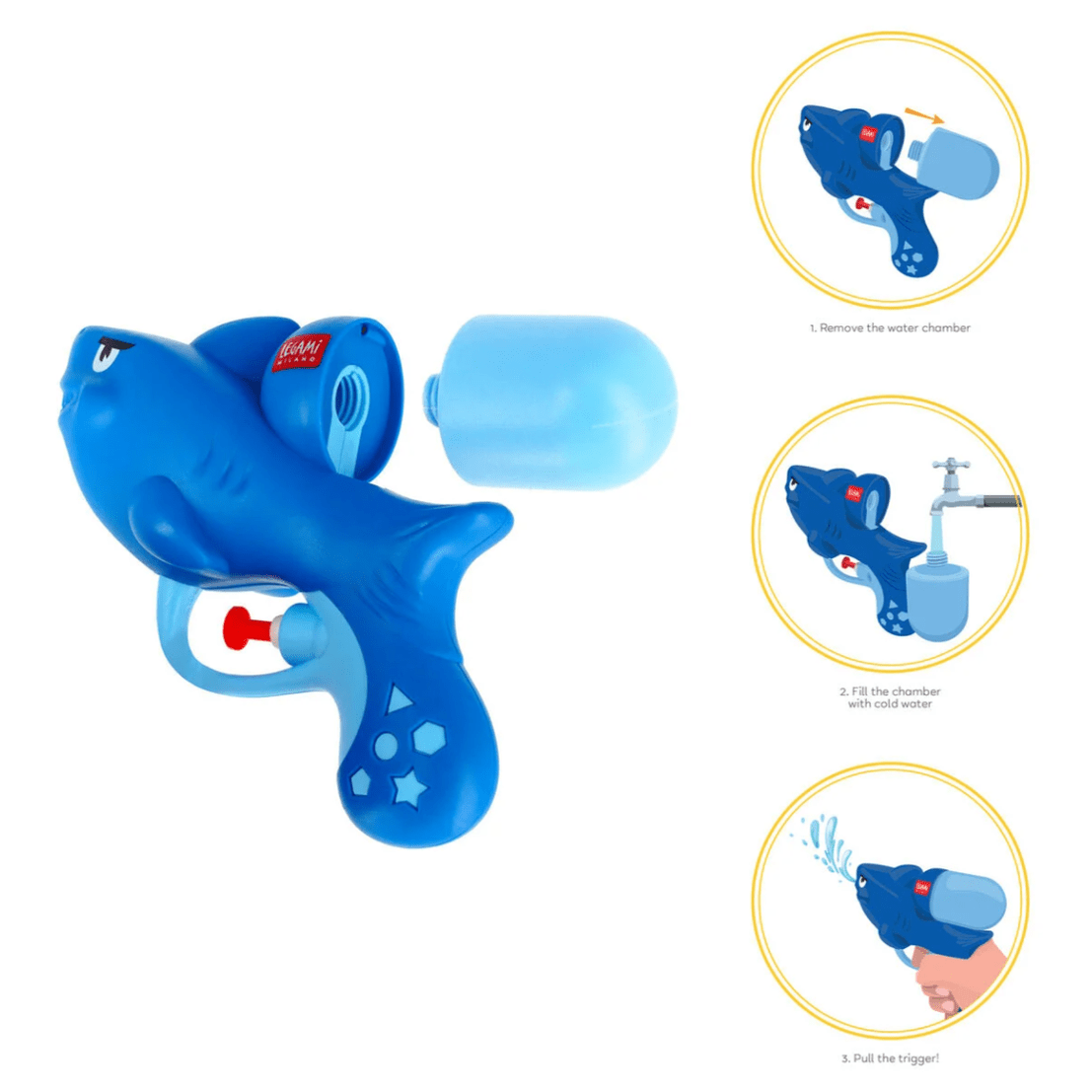 Pistola de água Tubarão para crianças - Legami - Papelaria Encantada