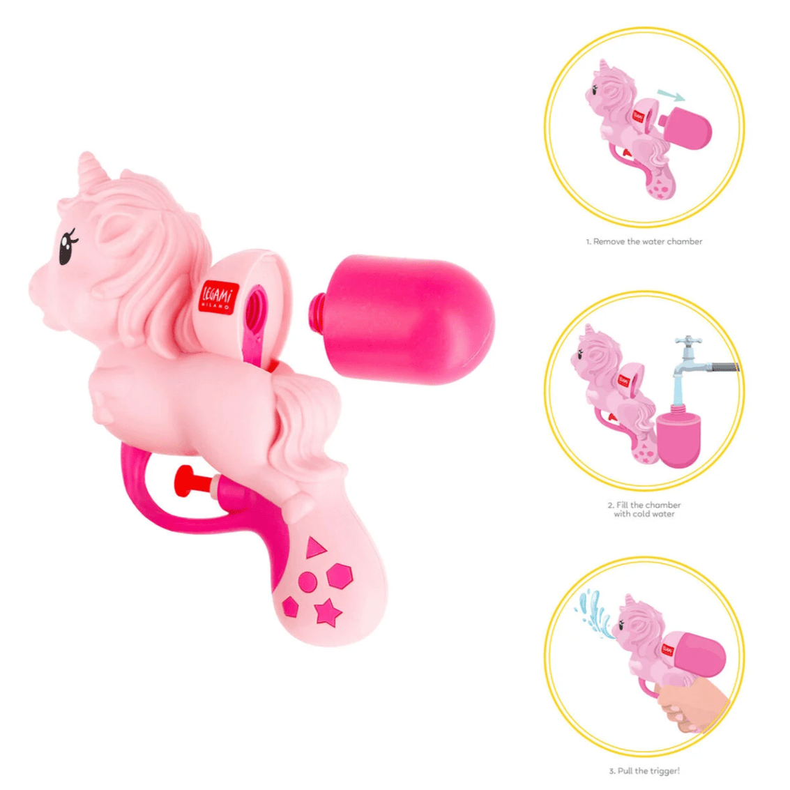 Pistola de água unicórnio para crianças - Legami - Papelaria Encantada