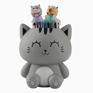 Porta Canetas gato cinzento itotal - Papelaria Encantada