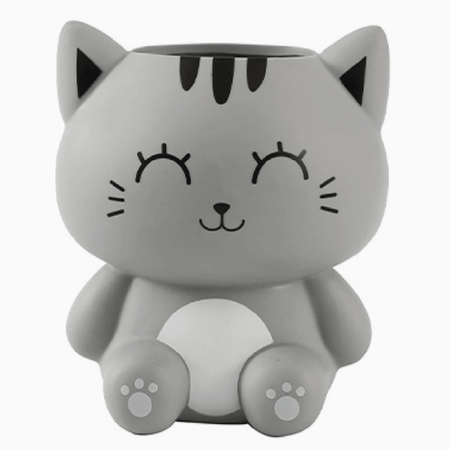 Porta Canetas gato cinzento itotal - Papelaria Encantada