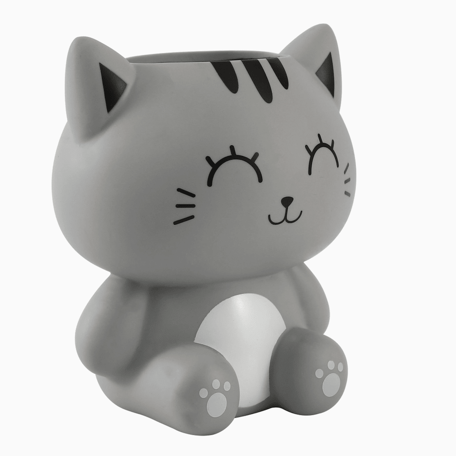 Porta Canetas gato cinzento itotal - Papelaria Encantada