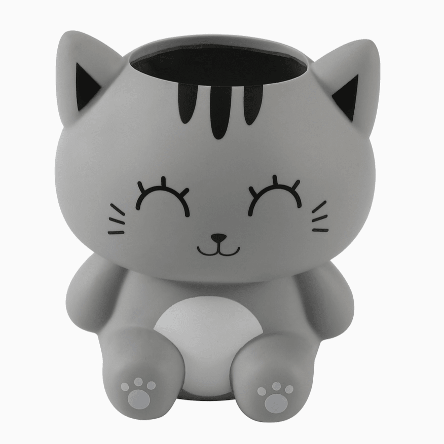 Porta Canetas gato cinzento itotal - Papelaria Encantada