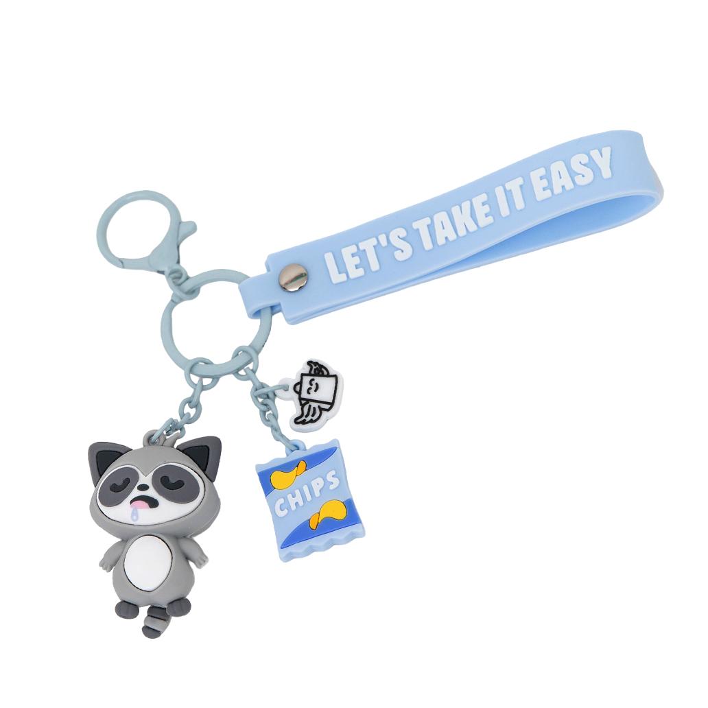 Porta - chaves com Pendentes Guaxinim Lazy - Lets take it easy - Mr. Wonderful - Papelaria Encantada