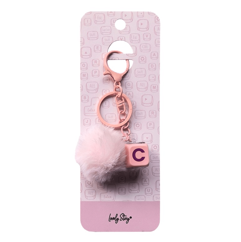 Porta-Chaves com Tecla C Rosa – Lovely Story - Papelaria Encantada
