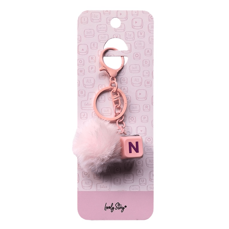 Porta-Chaves com Tecla N Rosa – Lovely Story - Papelaria Encantada