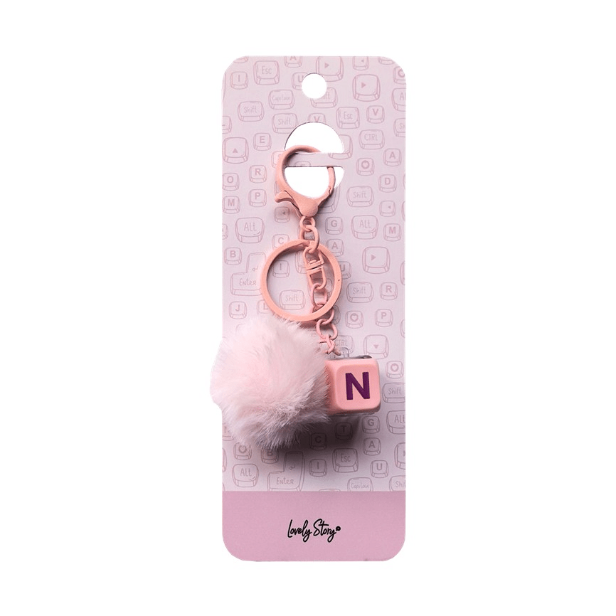 Porta-Chaves com Tecla N Rosa – Lovely Story - Papelaria Encantada