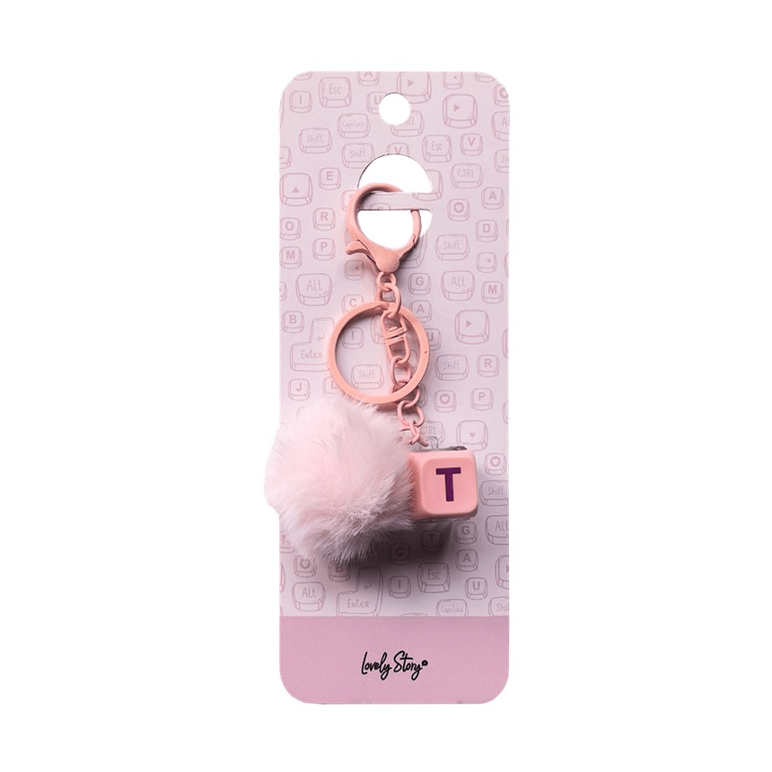Porta-Chaves com Tecla T Rosa – Lovely Story - Papelaria Encantada