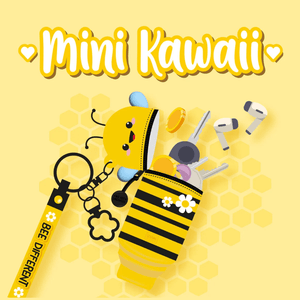 Porta - moedas Abelha com porta - chaves - Mini Kawaii - Papelaria Encantada