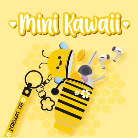 Porta - moedas Abelha com porta - chaves - Mini Kawaii - Papelaria Encantada