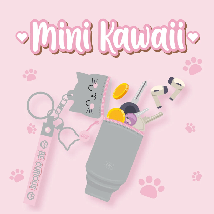 Porta - moedas com porta - chaves Gato Mini Kawaii legami - Papelaria Encantada
