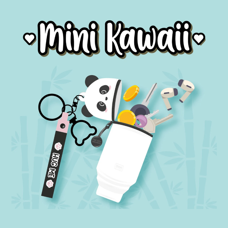 Porta - moedas Panda com porta - chaves - Mini Kawaii - Papelaria Encantada
