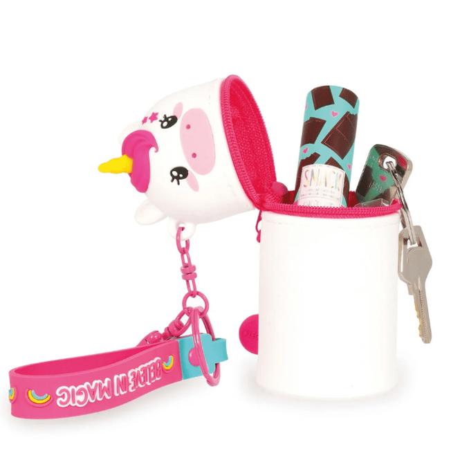 Porta - moedas Unicórnio com porta - chaves - Mini Kawaii - Papelaria Encantada
