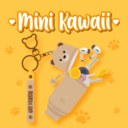 Porta - moedas Urso com porta - chaves - Mini Kawaii - Papelaria Encantada