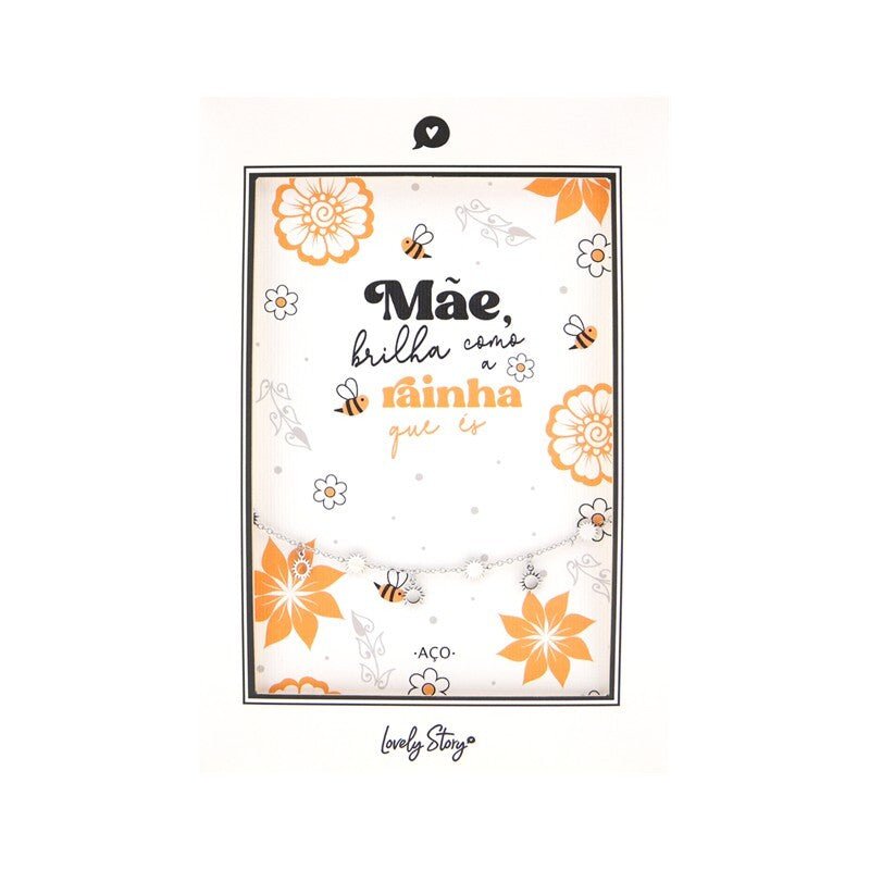 Pulseira de Aço Prateado - Mãe, brilha como a Rainha que és - Papelaria Encantada