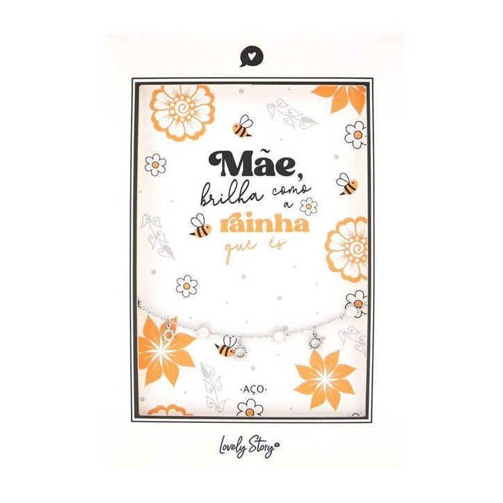 Pulseira de Aço Prateado - Mãe, brilha como a Rainha que és - Papelaria Encantada
